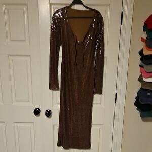 Elegant Brown Sequin Dress